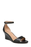 Naturalizer Vera Ankle Strap Wedge Sandal In Black Leather