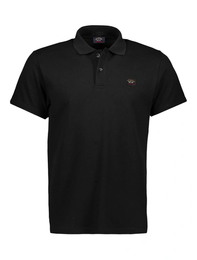Paul & Shark Organic Cotton Piqué Polo Shirt With Iconic Badge In Black