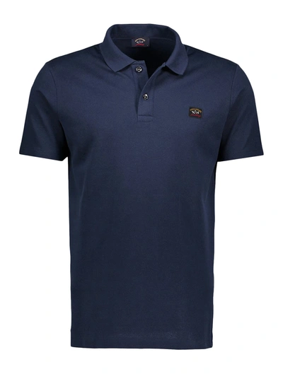 Paul & Shark Organic Cotton Piqué Polo Shirt With Iconic Badge In Blue