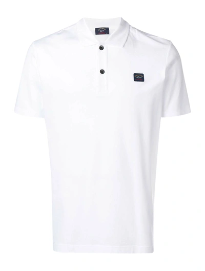 Paul & Shark Organic Cotton Piqué Polo Shirt With Iconic Badge In White