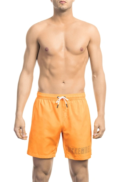 Bikkembergs Stowable Logo-print Drawstring Swim Shorts In Orange