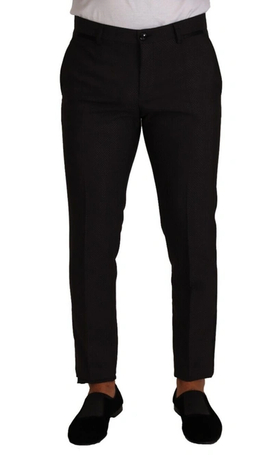 Dolce & Gabbana Black Brown Formal Tuxedo Dress Trousers In Black And Brown