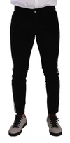 Dolce & Gabbana Black Cotton Stretch Skinny Corduroy Jeans In Black