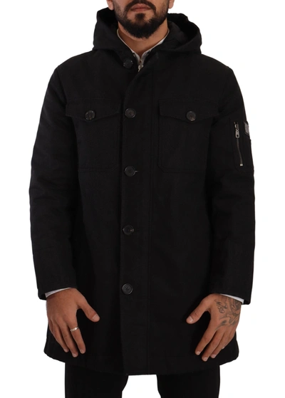 DOLCE & GABBANA DOLCE & GABBANA ELEGANT BLACK PARKA HOODED MEN'S JACKET