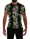 Dolce & Gabbana Black Floral Print Crewneck T-shirt In Black