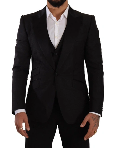 Dolce & Gabbana Elegant Martini Suit Jacket & Vest Men's Ensemble In Black