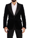 Dolce & Gabbana Black Velvet Single Breasted One Button Blazer In Black