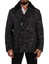 Dolce & Gabbana Black Wool Double Breasted Coat Men Jacket In Black And Gray
