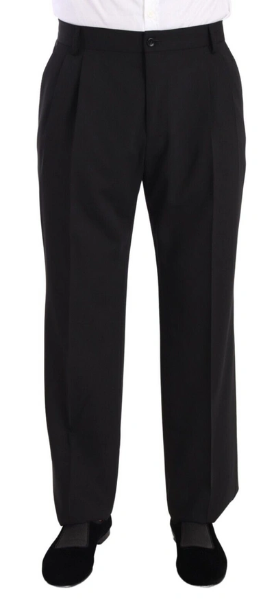 Dolce & Gabbana Black Wool Formal Tuxedo Trouser Dress Pants