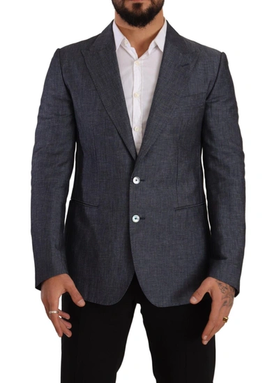 DOLCE & GABBANA DOLCE & GABBANA ELEGANT SLIM FIT TWO-BUTTON BLUE MEN'S BLAZER