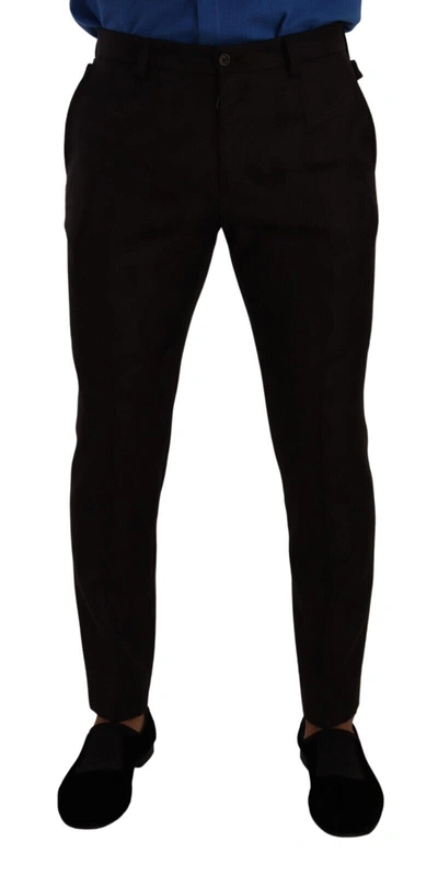 Dolce & Gabbana Bordeaux Wool Skinny Dg Logo Dress Pants