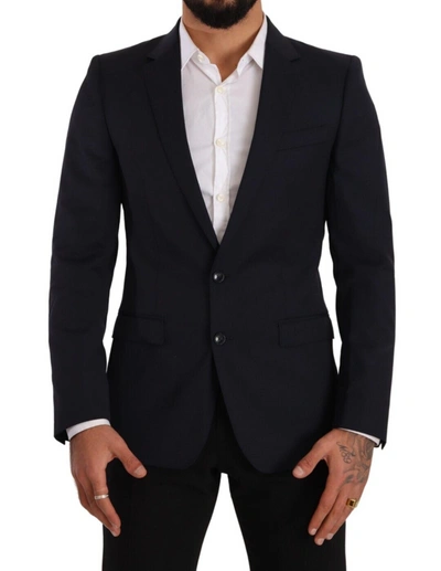 Dolce & Gabbana Dark Blue Single Breasted Coat Martini Blazer