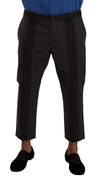 Dolce & Gabbana Gray Bordeaux Striped Cropped Trouser Pants In Gray