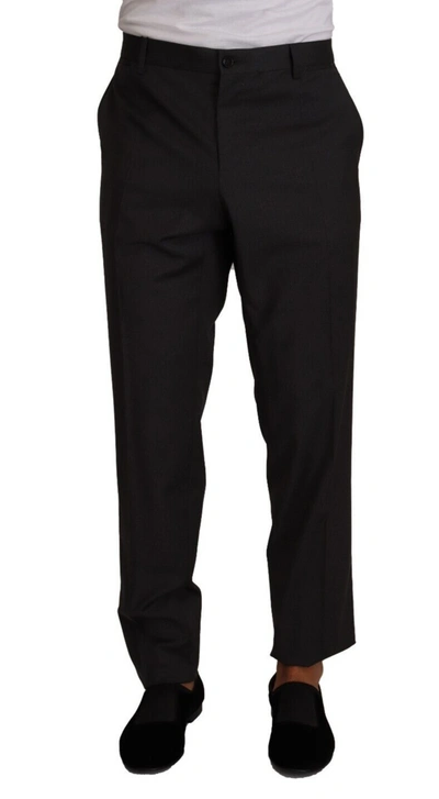 DOLCE & GABBANA DOLCE & GABBANA ELEGANT GREY WOOL DRESS MEN'S TROUSERS