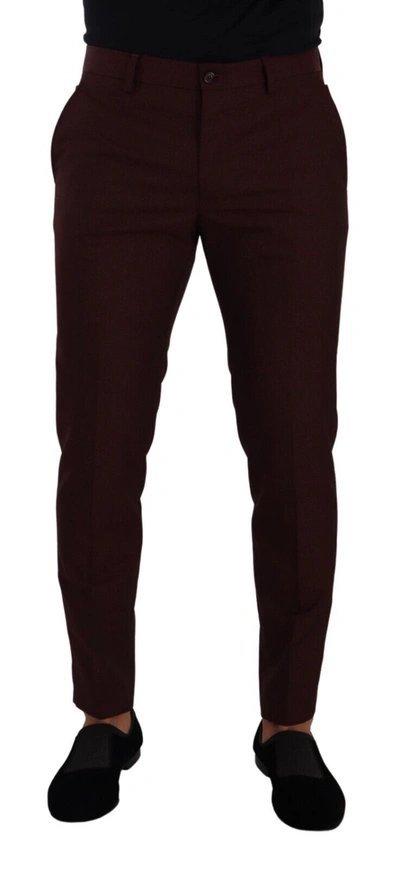 DOLCE & GABBANA DOLCE & GABBANA MAROON SLIM FIT DRESS MEN'S PANTS