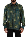 DOLCE & GABBANA DOLCE & GABBANA PEACOCK FEATHER PRINT SILK MEN'S SHIRT