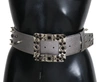 Dolce & Gabbana Silver Leather Crystal Stud Logo Buckle Belt In Silver