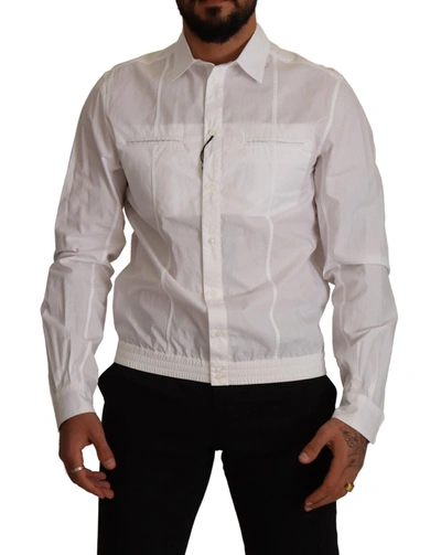 Dolce & Gabbana White Cotton Button Down  Collared Shirt