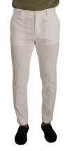 Dolce & Gabbana White Cotton Skinny Corduroy Trouser Pants In White