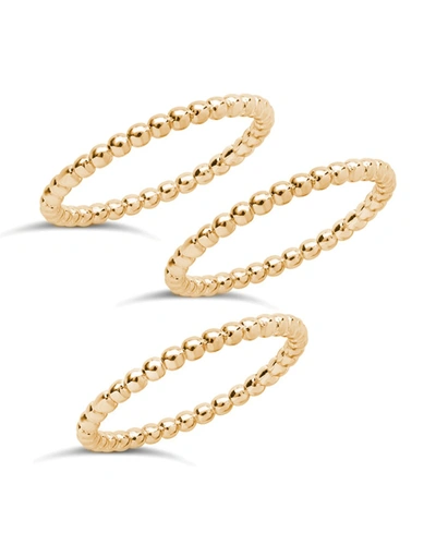 Sterling Forever 14k Gold Plated Sterling Silver Beaded Ring Set Of 3