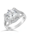 Sterling Forever Sterling Silver Split Shank Cz Halo Ring