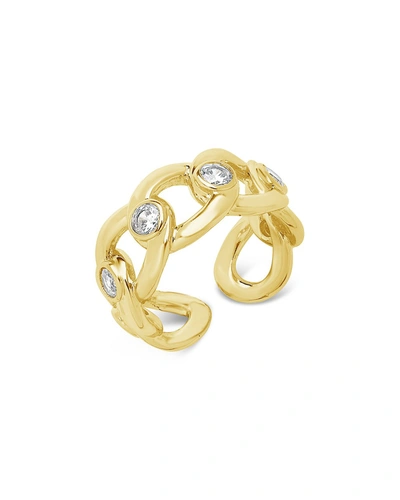 Sterling Forever Curb Chain Open Band Ring In Gold