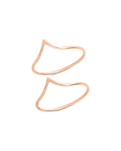 Sterling Forever Sterling Silver Chevron Stacking Ring Set Of 2 In Gold