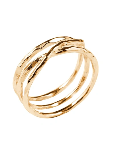 Sterling Forever 14k Gold Vermeil Textured Multi Band Ring