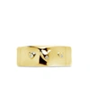 Sterling Forever Cz Engraved Heart Band Ring In Gold