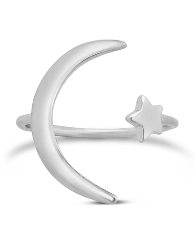 Sterling Forever Sterling Silver Crescent Moon Open Ring