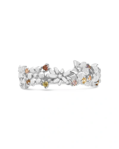 Sterling Forever Sterling Silver Wild Flower Open Band Ring