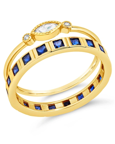 Sterling Forever Charlotte Cz Stacking Ring Set In Gold