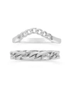 STERLING FOREVER STERLING SILVER FIGARO & CURB CHAIN LINK RING SET