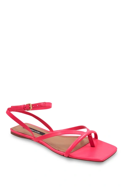 Bcbgmaxazria Mestico Calypso Coral Leather Strappy Flat Sandal In Pink