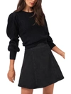 1.state Variegated Cables Crewneck Sweater In Black