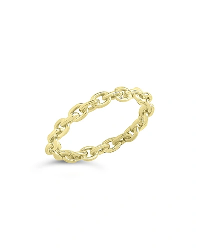 Sterling Forever Sterling Silver Continuous Chain Link Ring In Gold