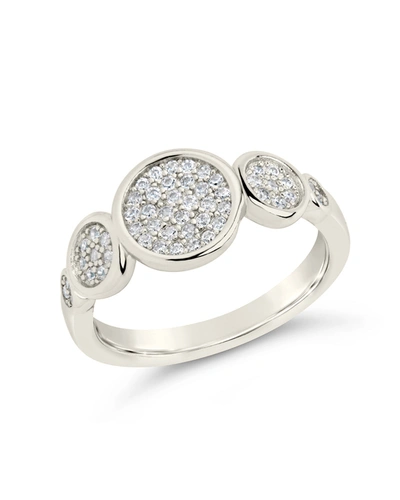Sterling Forever Amy Pave Disc Graduated Ring In Silver
