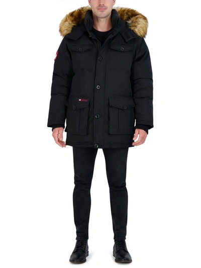 Canada Weather Gear Mens Faux Fur Heavyweight Parka Coat In Black