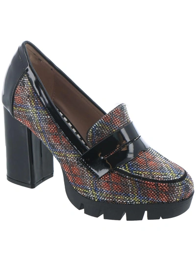 Betsey Johnson Adelyn Womens Patet Synthetic Loafer Heels In Multi