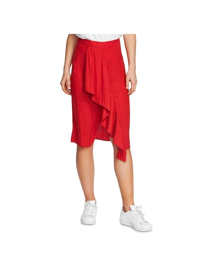 1.state Womens Animal Print Knee-length Tulip Skirt In Red