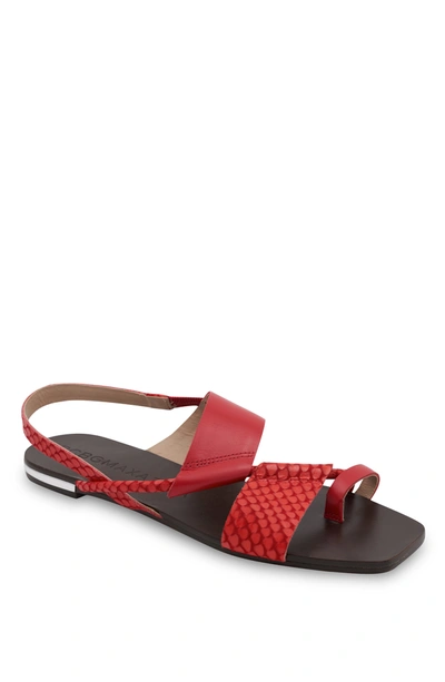 Bcbgmaxazria Marlin Vermelho Leather Flat Sandal In Red