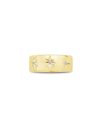 Sterling Forever Starburst Band Ring In Gold