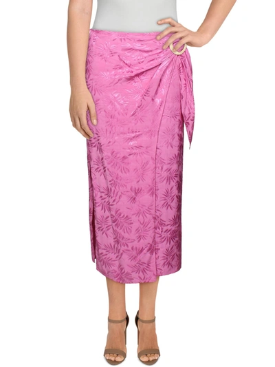 Wayf Womens Printed Sheer Wrap Skirt In Pink