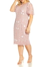 ADRIANNA PAPELL WOMENS EMBELLISHED ILLUSION COCKTAIL DRESS
