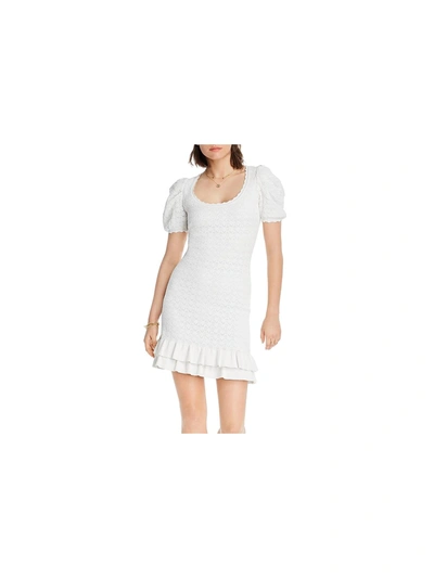 Lini Rebecca Womens Knit Ruffled Hem Casual Dress In White