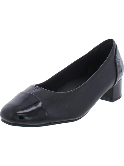 Trotters Daisy Womens Leather Patent Loafer Heels In Black