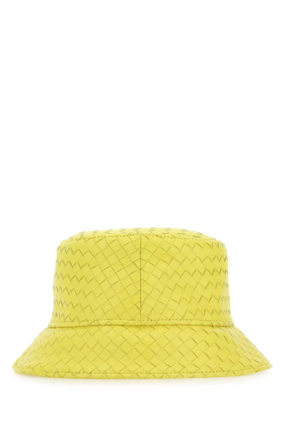 Bottega Veneta Intrecciato Leather Bucket Hat In Yellow