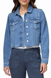 PAIGE ROWAN BOX PLEAT CROP DENIM JACKET