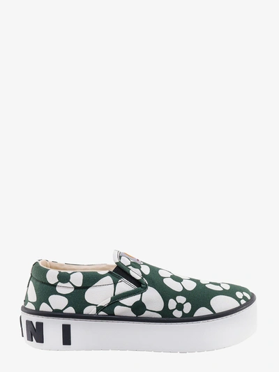 Marni X Carhartt Wip Print Cotton Slip-on Trainers In Mossy Green