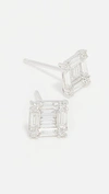 SHAY 18K WHITE GOLD SQUARE STACKED BAGUETTE STUD EARRINGS,SHAYA30070